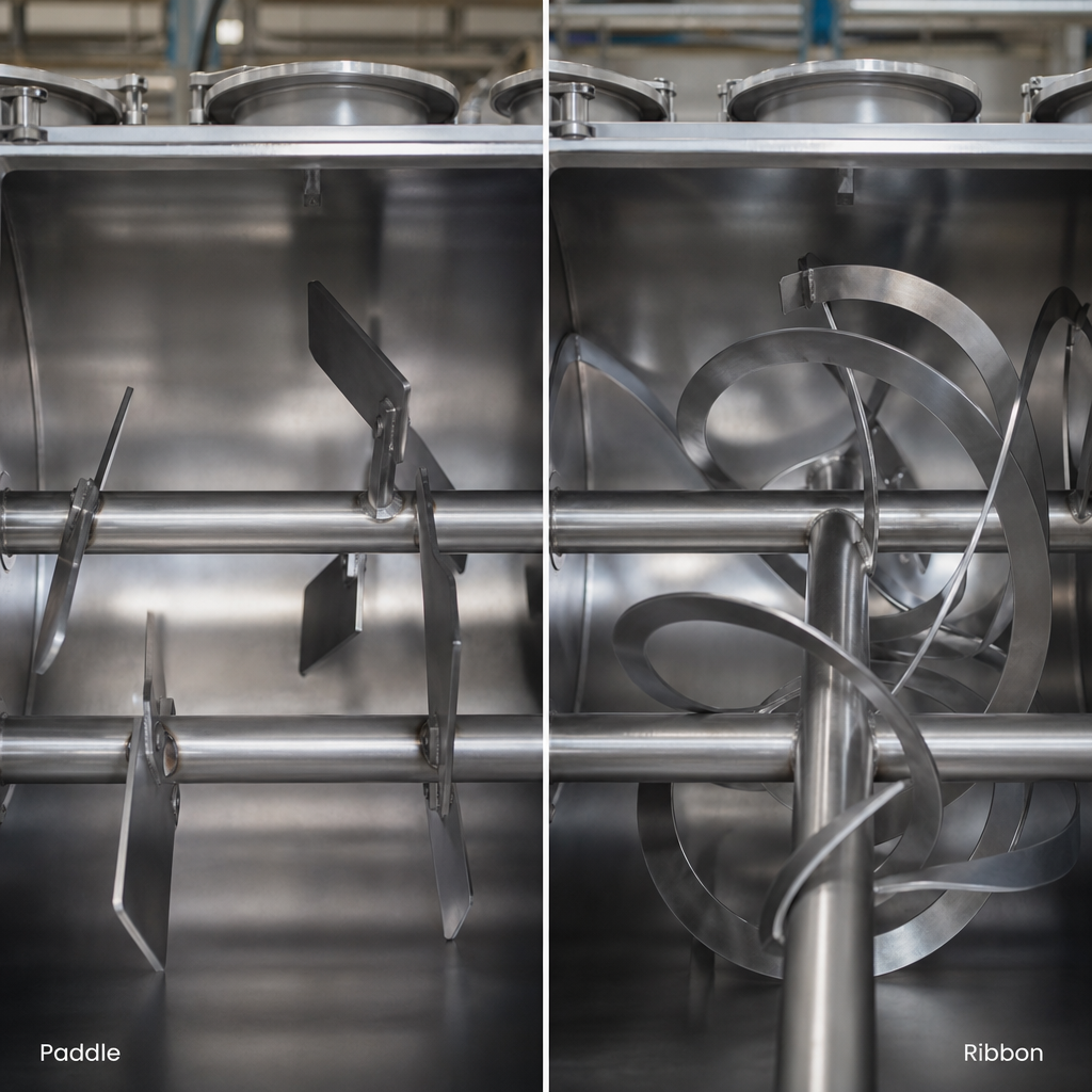 Paddle mixer vs ribbon mixer — Noa cover for PerMix industrial comparison